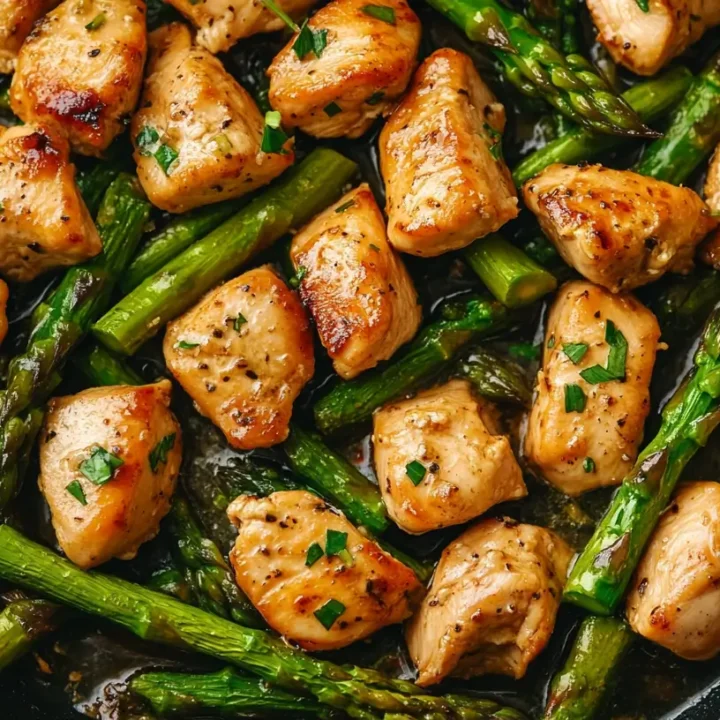 Garlic Butter Chicken Bites and Asparagus