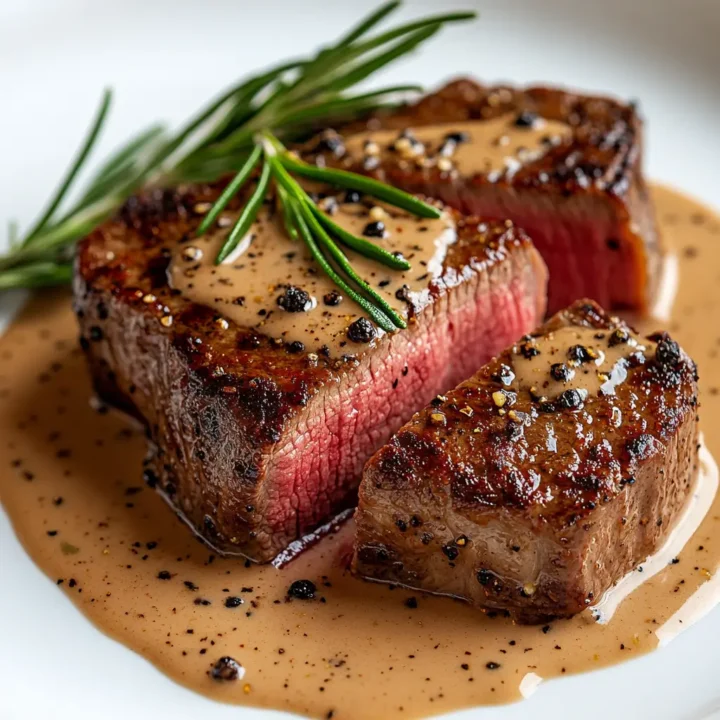 Sirloin Steak with Peppercorn Sauce