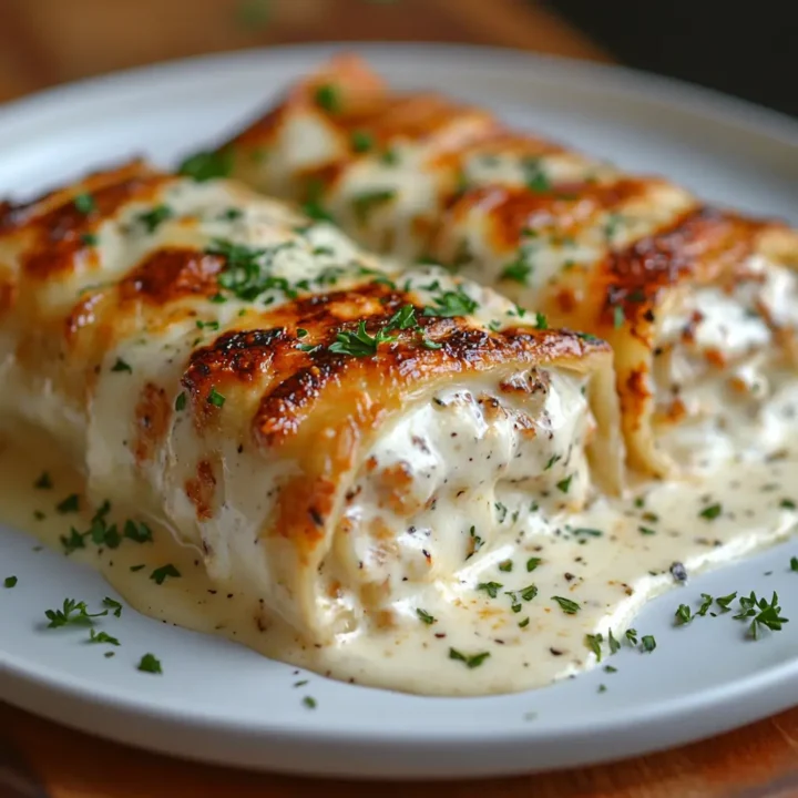 Chicken Alfredo Lasagna Rolls