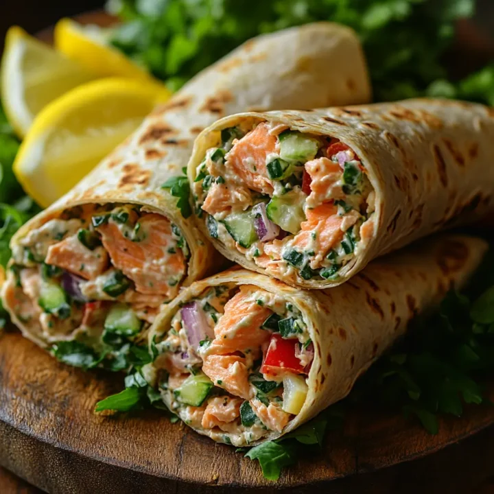 Greek Yogurt Salmon Salad Wraps