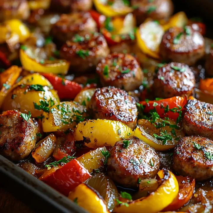 Sheet Pan Sausage Peppers and Onions