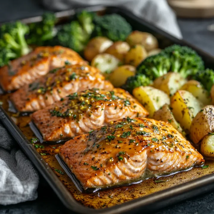 Sheet Pan Honey Mustard Salmon with Potatoes