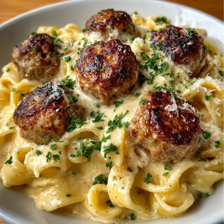 Parmesan Linguine & Garlic Butter Meatballs