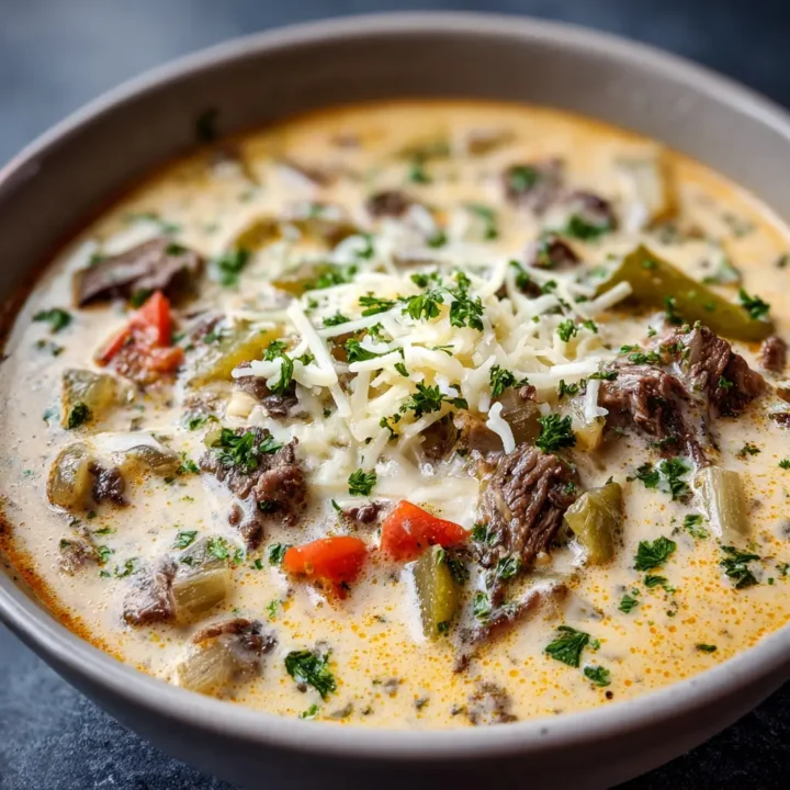 Creamy Philly Cheese Steak Soup
