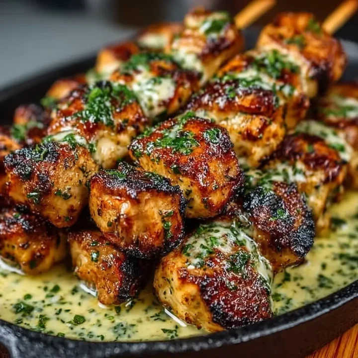Grilled Chicken Bites with Creamy Garlic Sauce