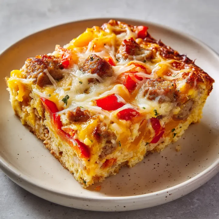 Cheesy Egg Bake with Sausage and Peppers