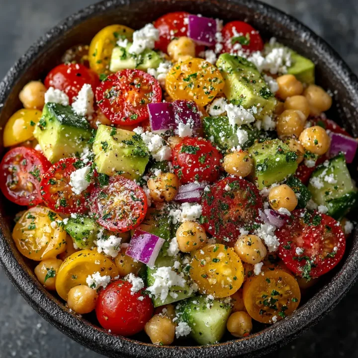 Chickpea Feta Avocado Salad