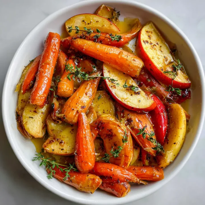 Maple Dijon Roasted Apples & Carrots