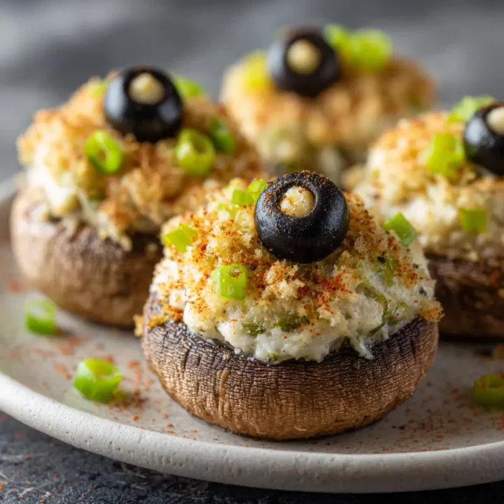 Spooky Stuffed Mushroom Eyeballs Recipe