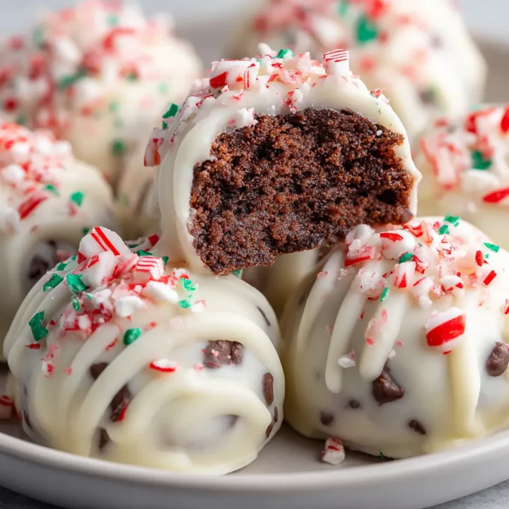 Candy Cane Brownie Bombs