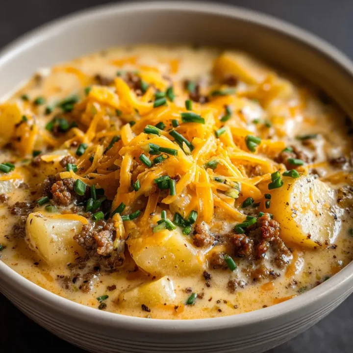 Cheesy Hamburger Potato Soup Recipe