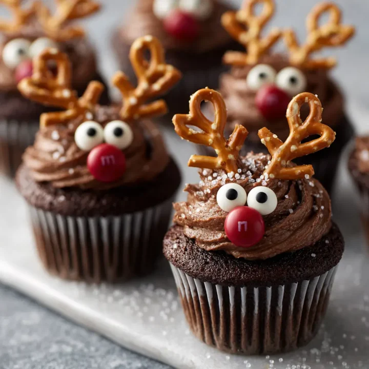Easy Reindeer Cupcakes - Jenny Cookies