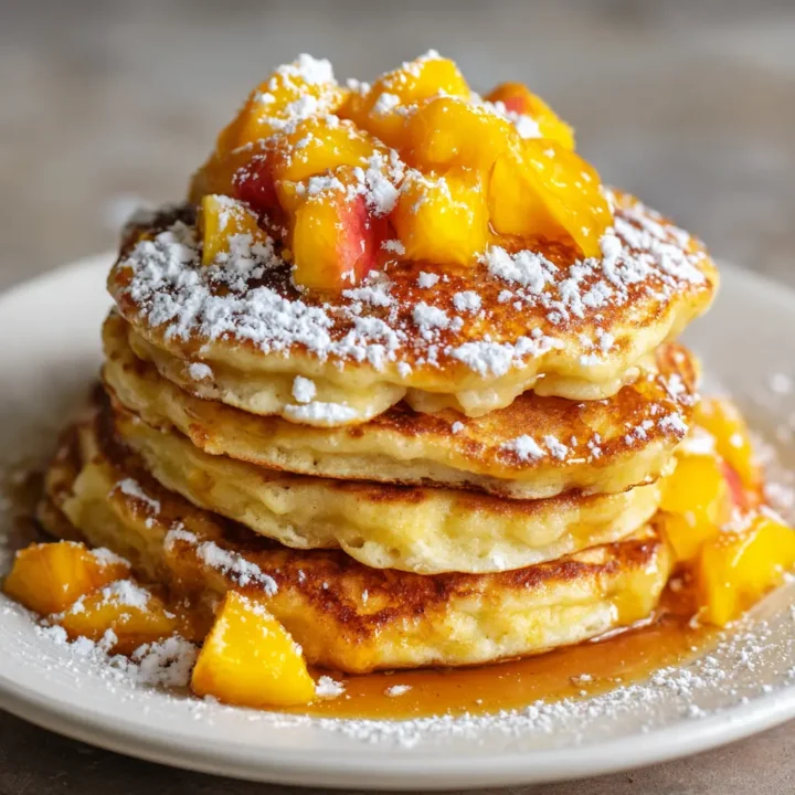 Fluffy Peach Cobbler Pancakes Recipe