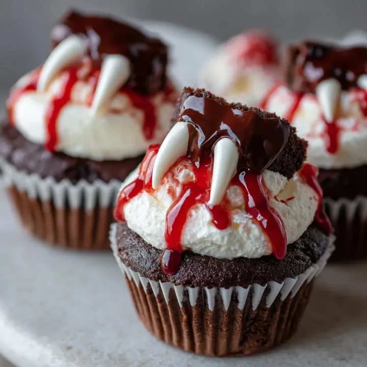 Halloween Vampire Bite Cupcakes