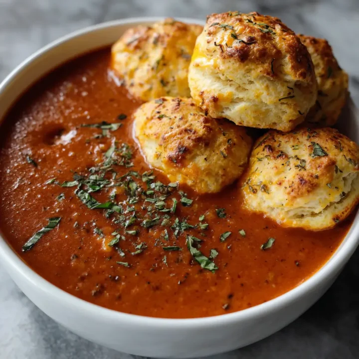 Hearty Tomato Soup with Cheddar Bay