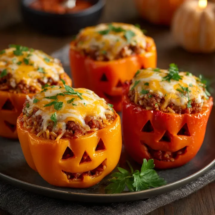 Jack-O’-Lantern Stuffed Peppers