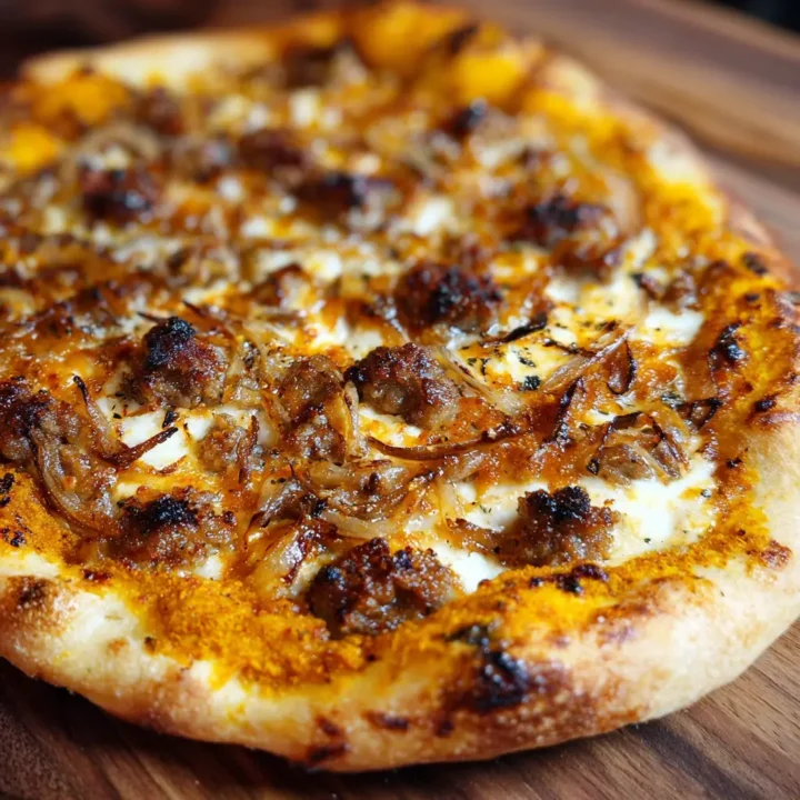 Pumpkin Pizza with Sausage & Caramelized Onions