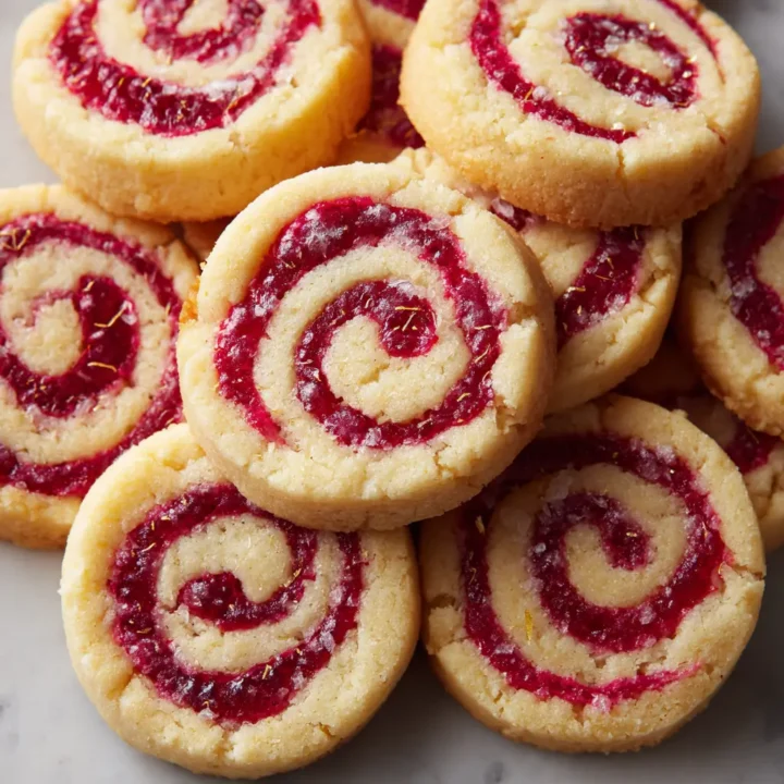 Raspberry Swirl Cookies with Buttery Shortbread Base