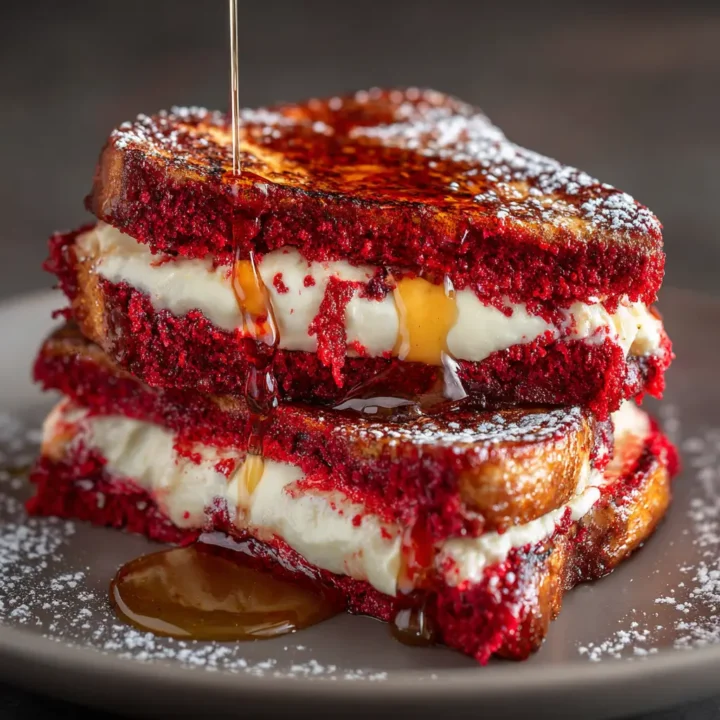 Stuffed Red Velvet French Toast with Cream Cheese